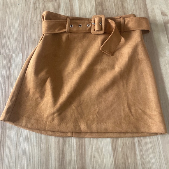 Dresses & Skirts - Brown suede belted mini skirt